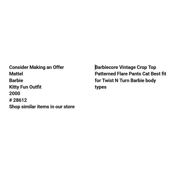 Barbie Kitty Fun Outfit 2000 Vintage 28612 Crop Top Patterned Flare Pants Cat - Picture 2 of 7